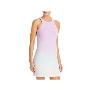 WSLY Womens Purple Stretch Ombre Sleeveless Halter Short Body Con Dress L